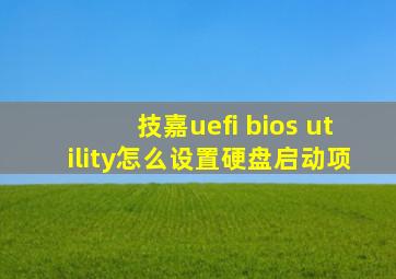 技嘉uefi bios utility怎么设置硬盘启动项